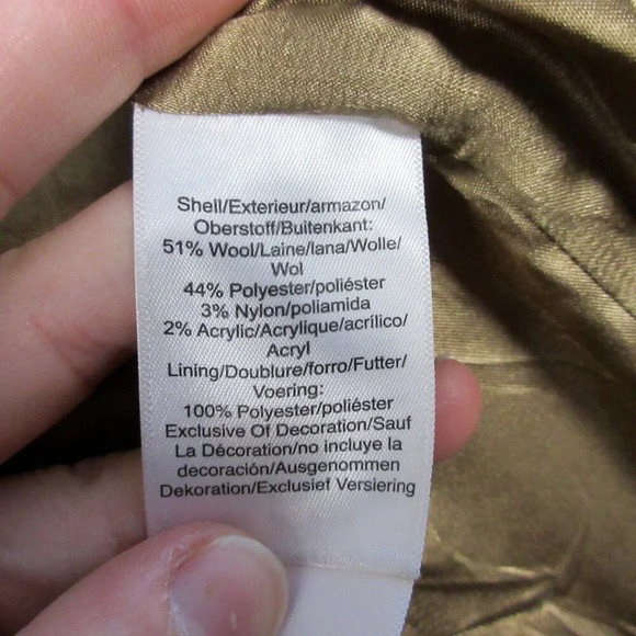 DKNY Women's Plaid Wool-Blend Pea Coat Academia Collar Outwear Jacket Tan M 1198 - Picture 4 of 14